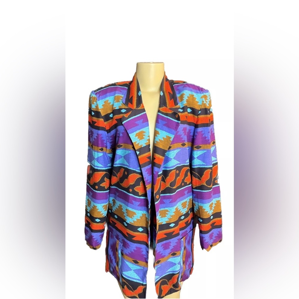 Vintage Purple Orange Blue Southwestern Blazer
